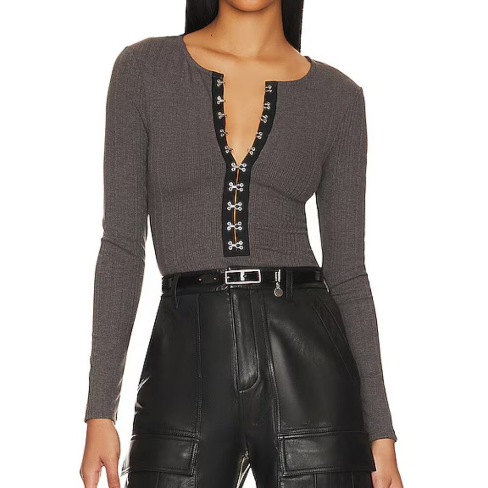 Steve Madden Gray Maila Bodysuit L